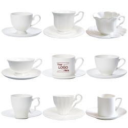 wholesale Sublimation Custom Decal Printing cups simple white blank Ceramic Bone China coffee tea cup and Saucer set