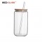 IKOO glass ice coffee cup with straw and lid